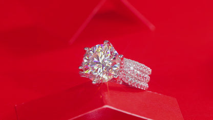 5CT VVS1 Moissanite Statement Ring in 925 Sterling Silver